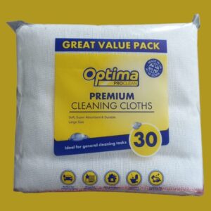 Optima Pro Clean Large White Dishcloths 30 Pack – Reusable Kitchen Cleaning Cloths