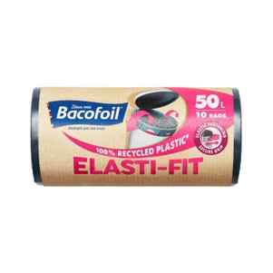 Bacofoil Elasti-Fit 50L Bin Bags | Strong Elasticated Bin Liners