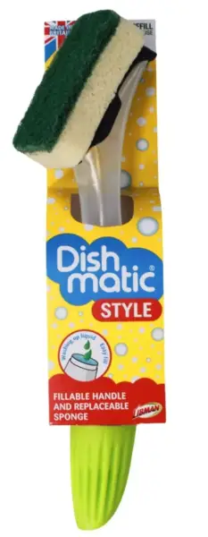 Dishmatic Fillable Handle with sponge head, Green single pack