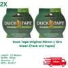 Duck Tape Original 50mm x 10m Green 232337 - Pack of 2 Tapes