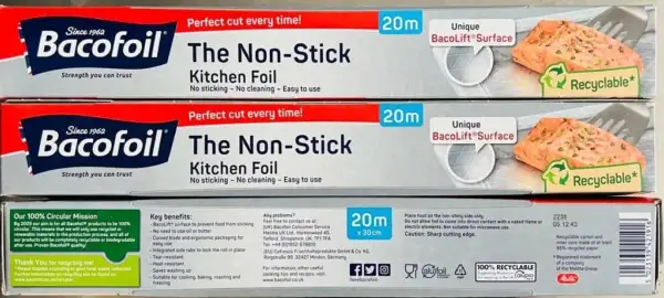 Bacofoil Non-Stick Kitchen Foil 30cm x 20m (Pack of 3) Ideal for Baking Roasting