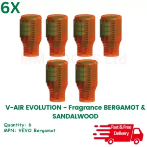 Vectair V-Air Solid Evolution Bergamot & Sandalwood Air Freshener Refills - Pack of 6
